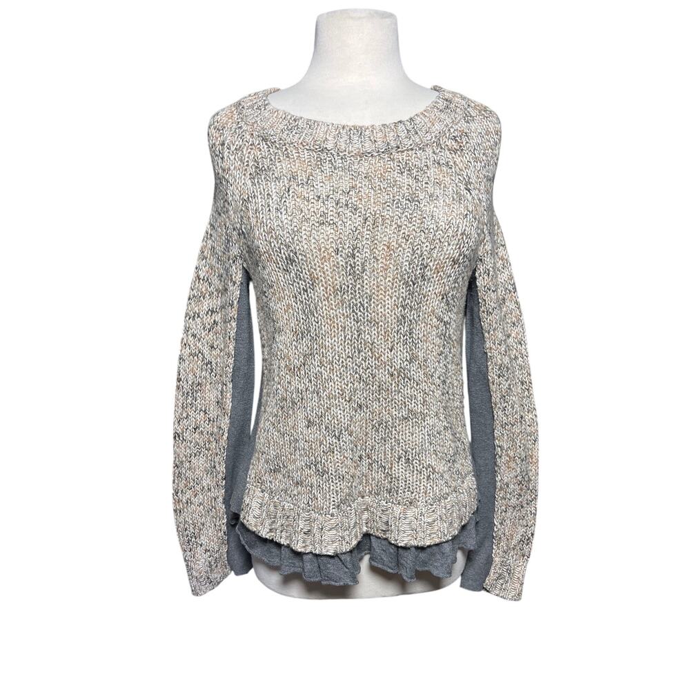 ATHROPOLOGIE MOTH Women’s Neutral Wool Blend Layered Sweater